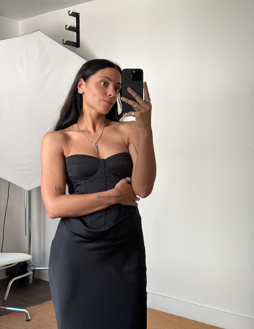 Rotate Satin Corset Maxi Dress