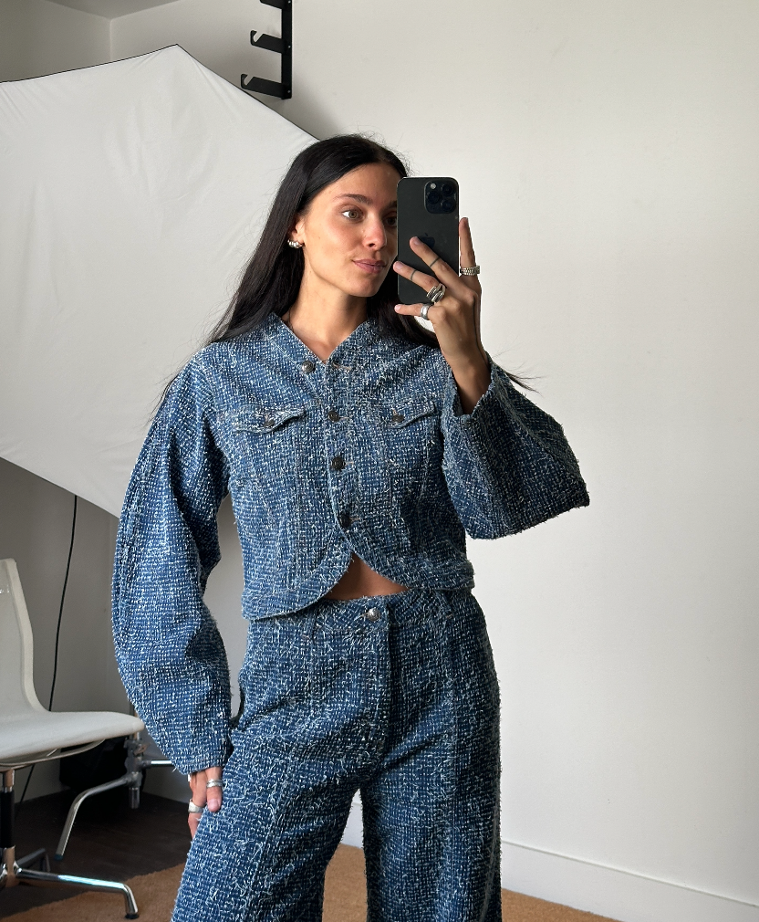 Rotate Denim Round Sleeve Jacket