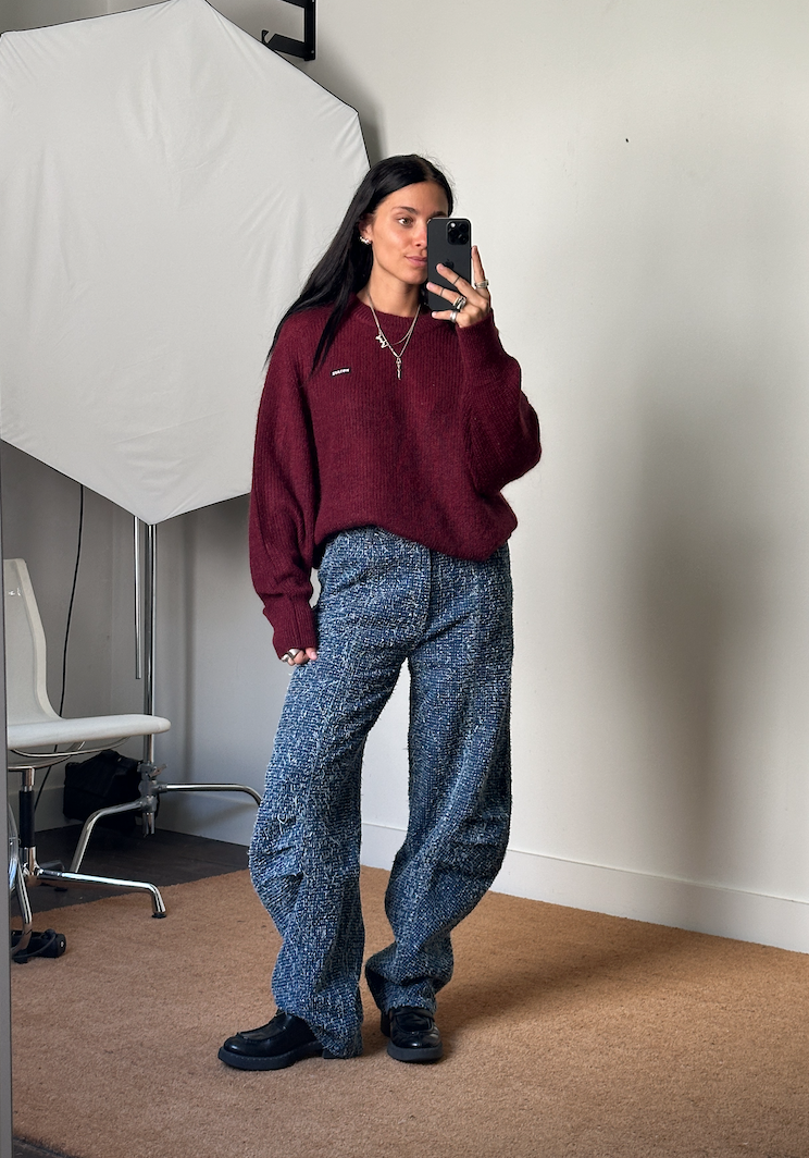 Rotate Denim Loose Fit Trousers