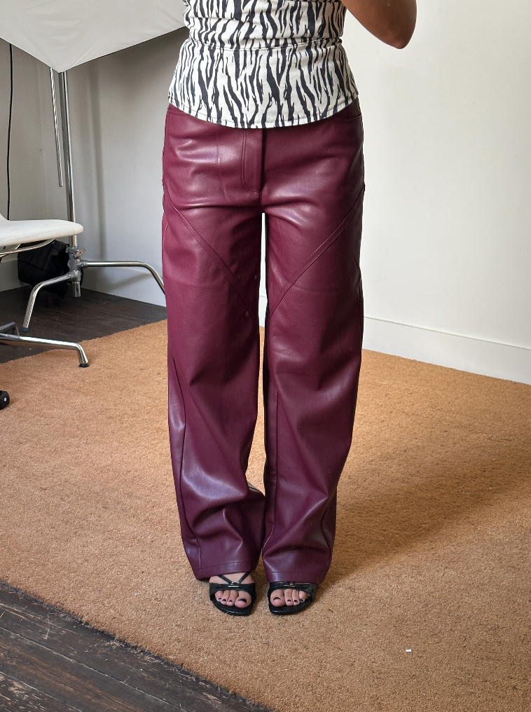 Rotate Mid Waist Piping Trousers