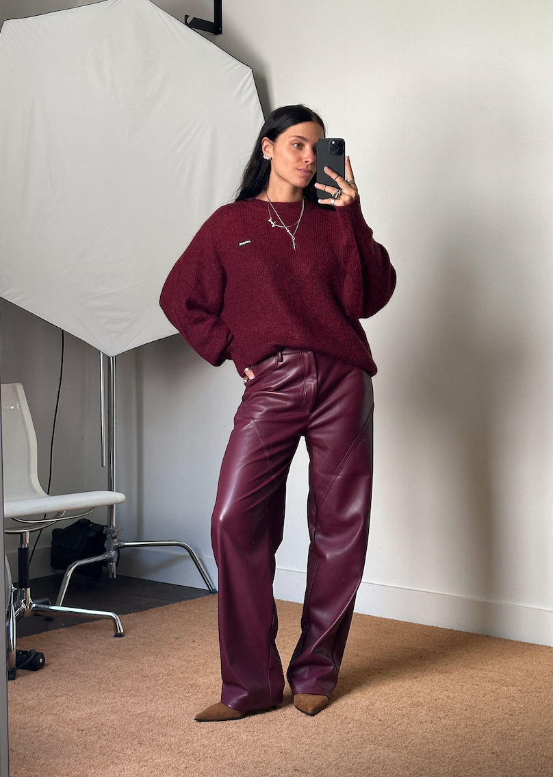 Rotate Mid Waist Piping Trousers