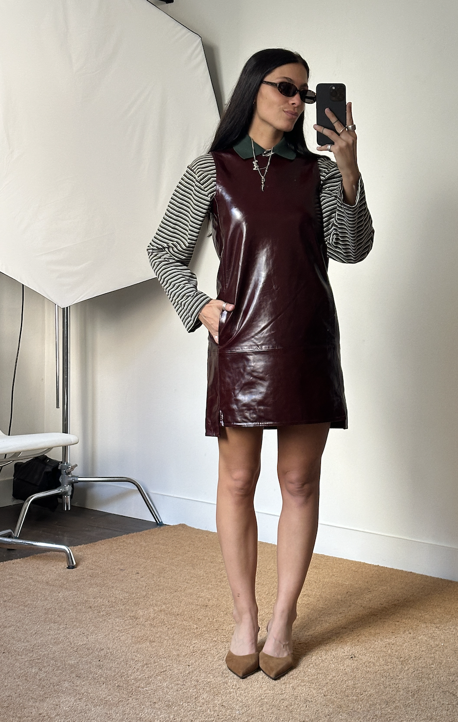 Rotate Mini Leather Dress