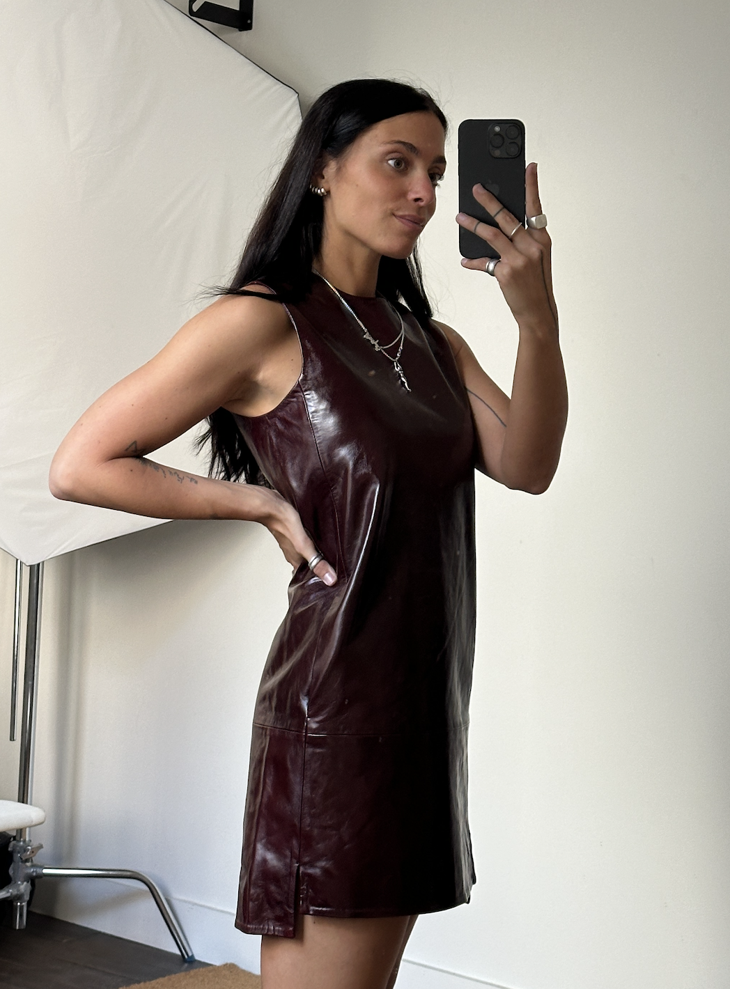 Rotate Mini Leather Dress