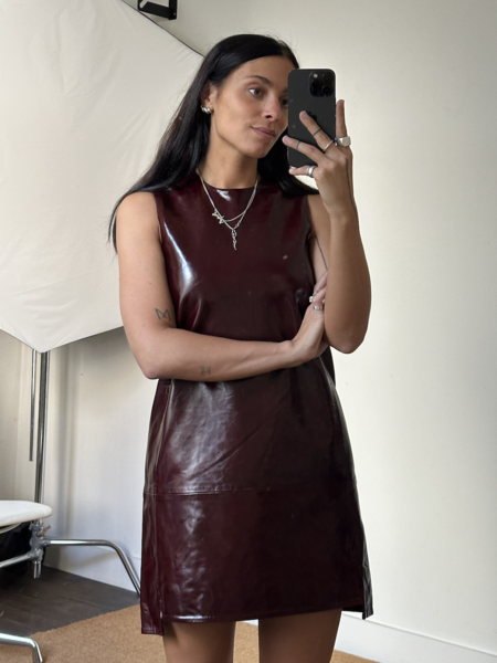 Rotate Mini Leather Dress