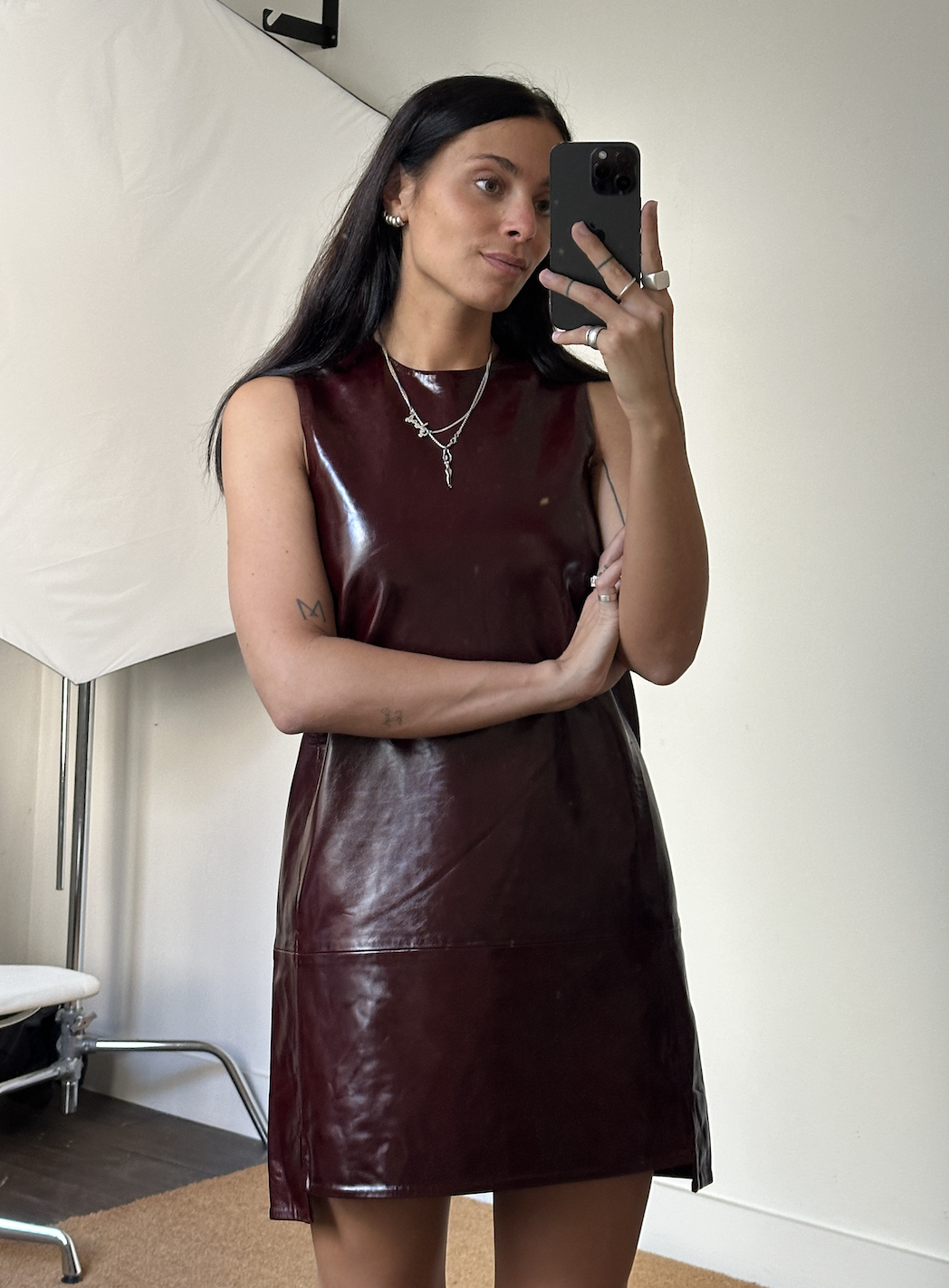 Rotate Mini Leather Dress