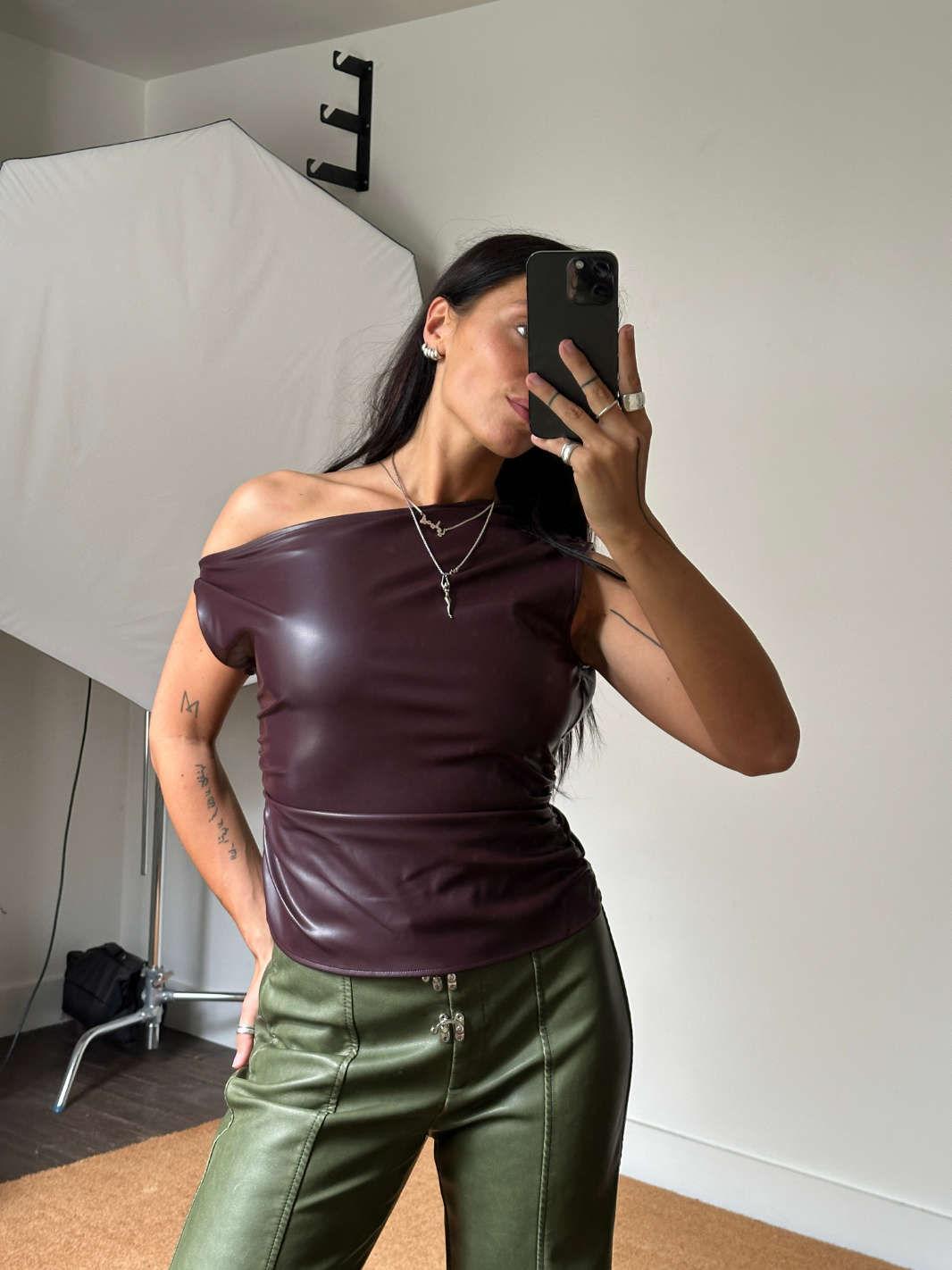 Laagam Ivone Plum Asymmetric Top