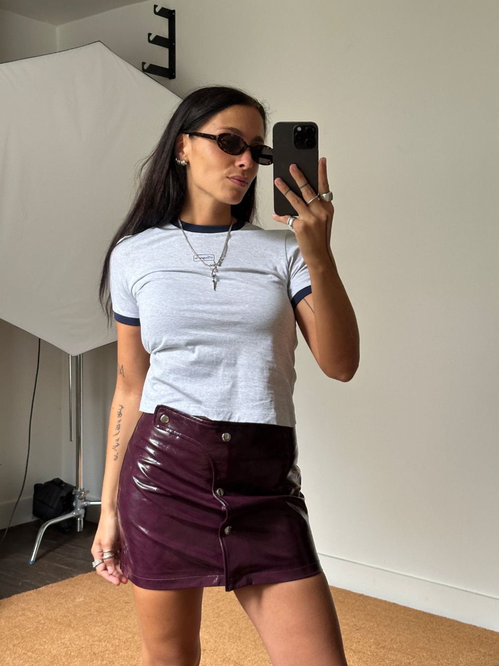 Laagam Lena Plum Short Skirt