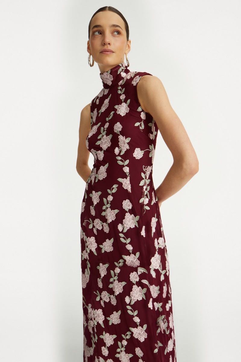 Rotate Sleeveless Maxi Flower Dress