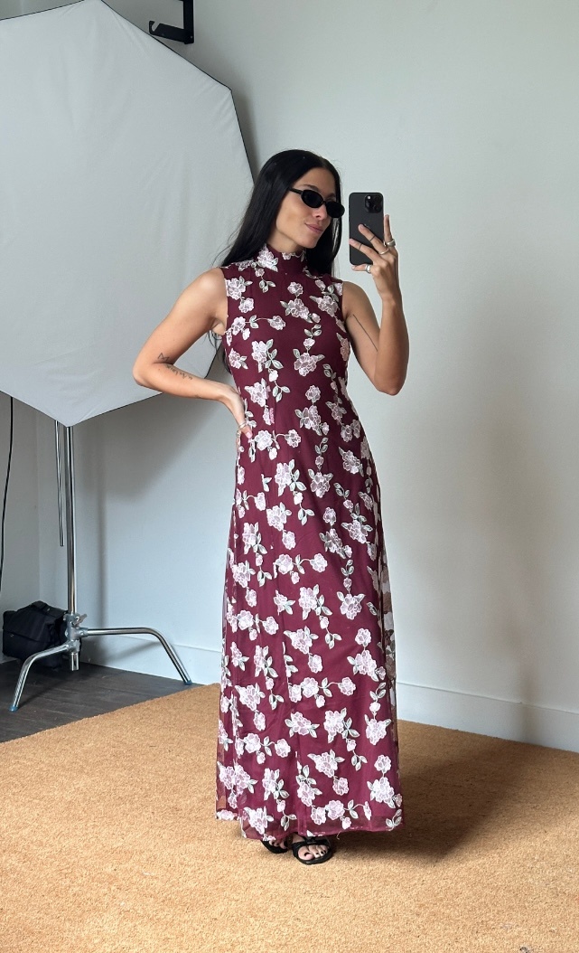 Rotate Sleeveless Maxi Flower Dress