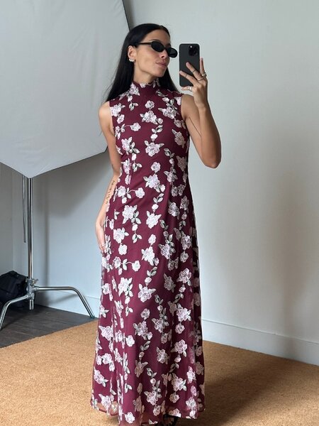 Rotate Sleeveless Maxi Flower Dress