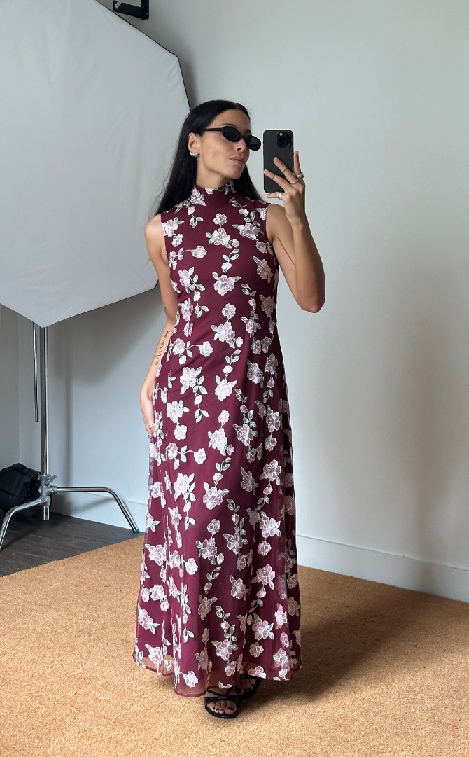 Rotate Sleeveless Maxi Flower Dress