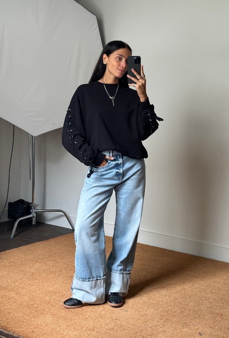 Rotate Lacing Crewneck Sweater