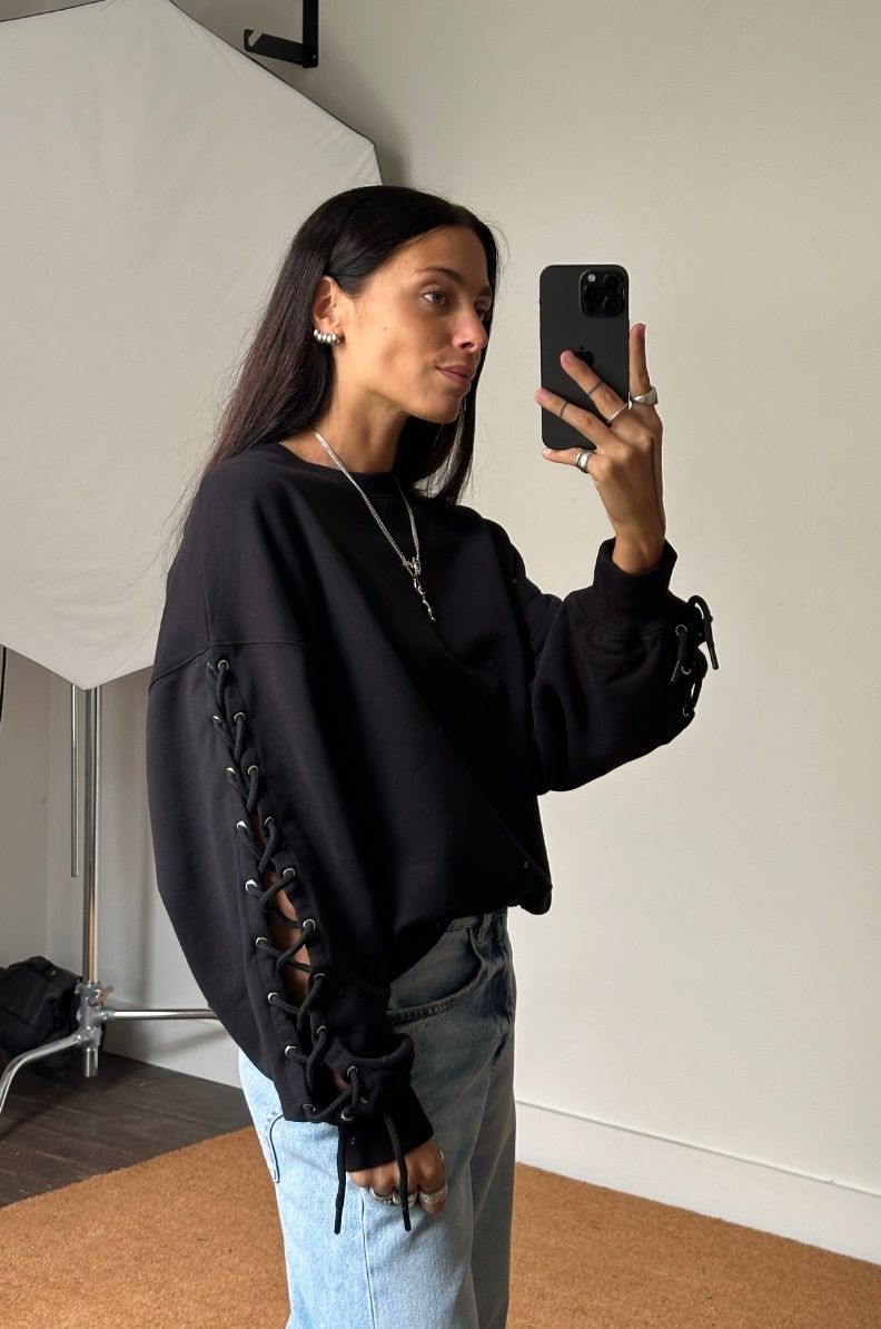 Rotate Lacing Crewneck Sweater