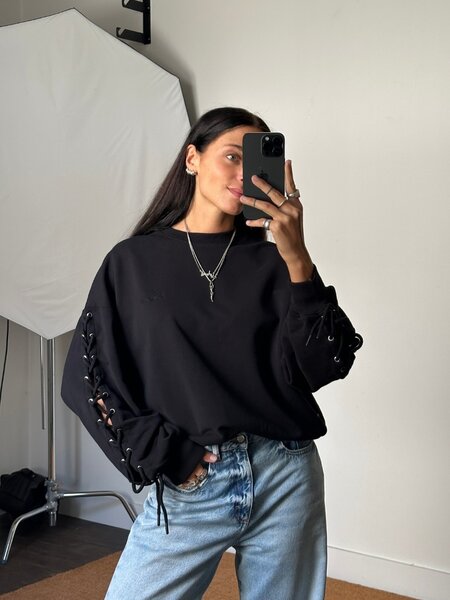 Rotate Lacing Crewneck Sweater