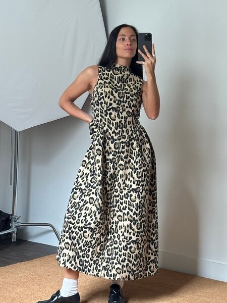 Rotate Jacquard Midi Dress