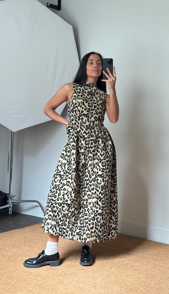 Rotate Jacquard Midi Dress