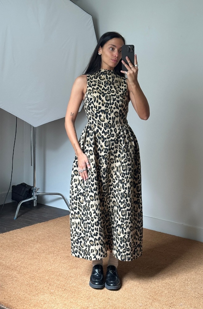 Rotate Jacquard Midi Dress