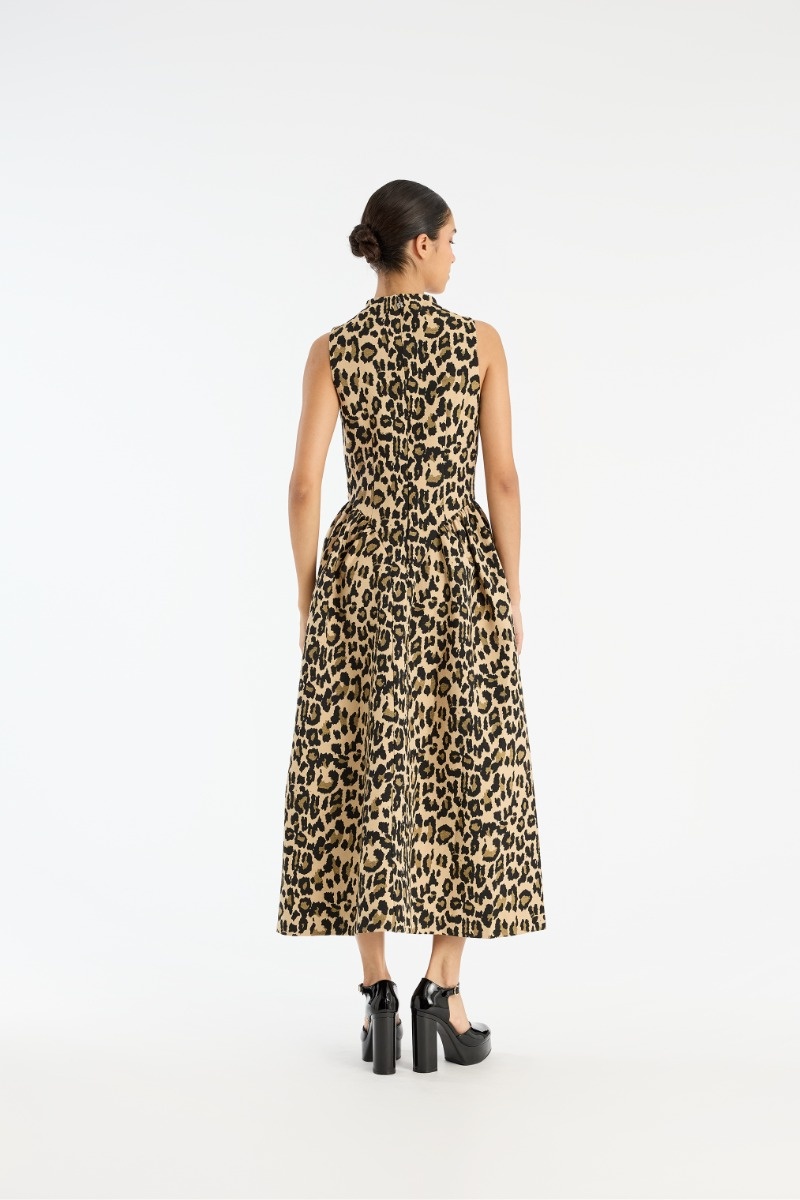 Rotate Jacquard Midi Dress