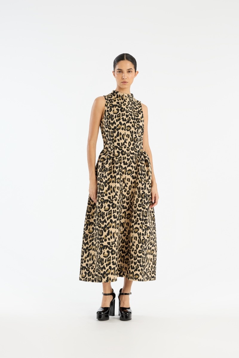 Rotate Jacquard Midi Dress