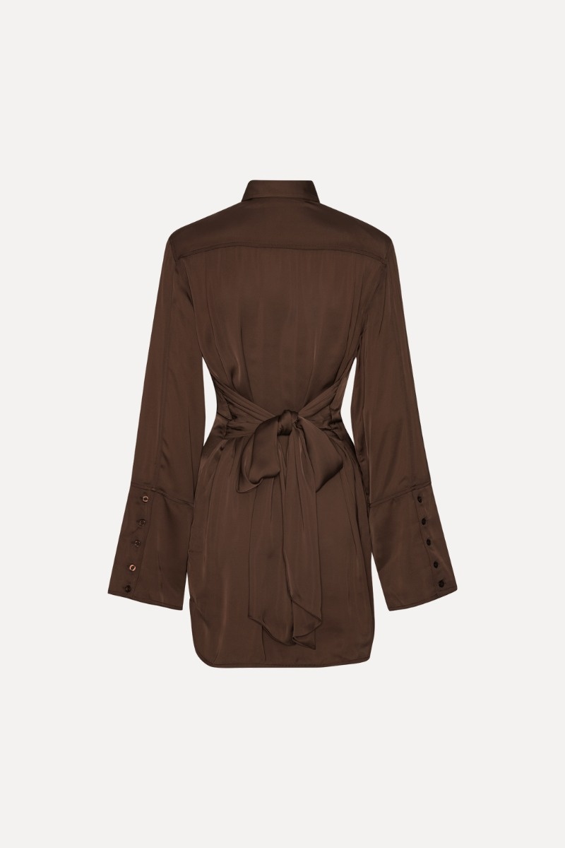 Rotate Satin Tie Shirt Dress