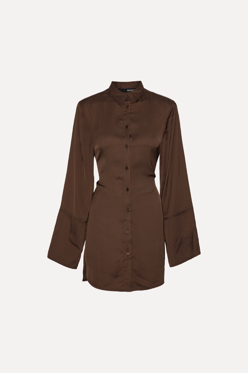Rotate Satin Tie Shirt Dress