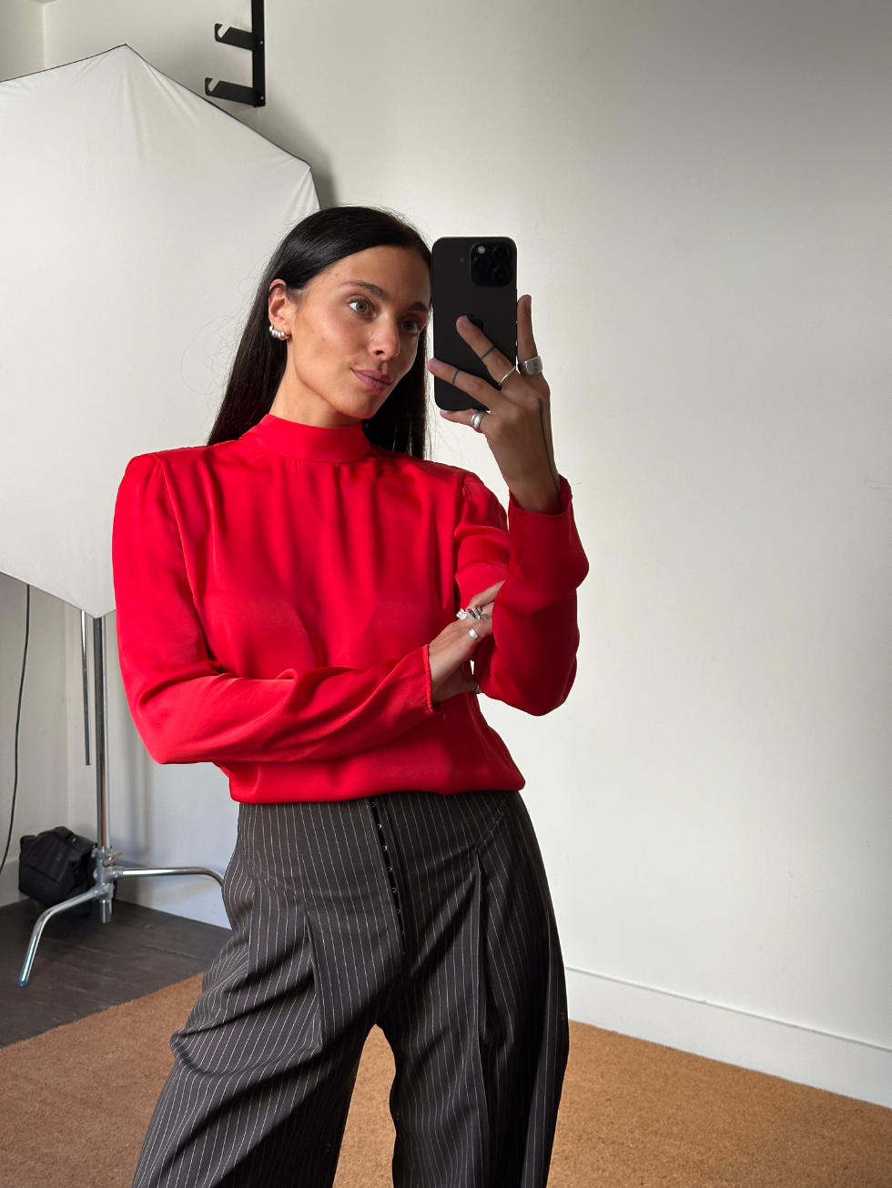 Rotate Satin Drapy Blouse