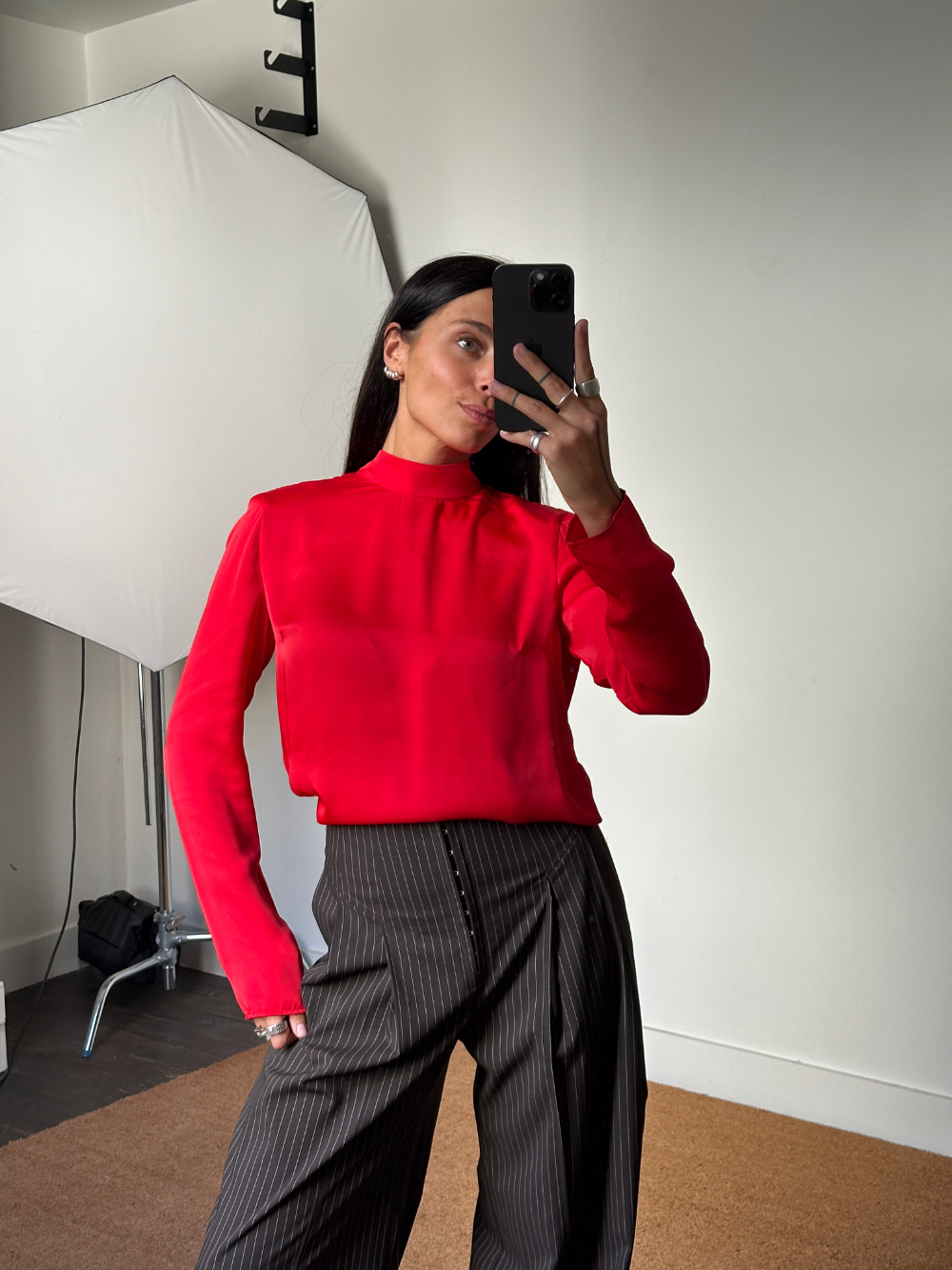 Rotate Satin Drapy Blouse