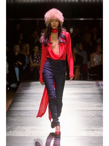 Rotate Satin Drapy Blouse