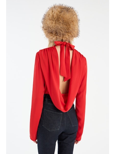 Rotate Satin Drapy Blouse