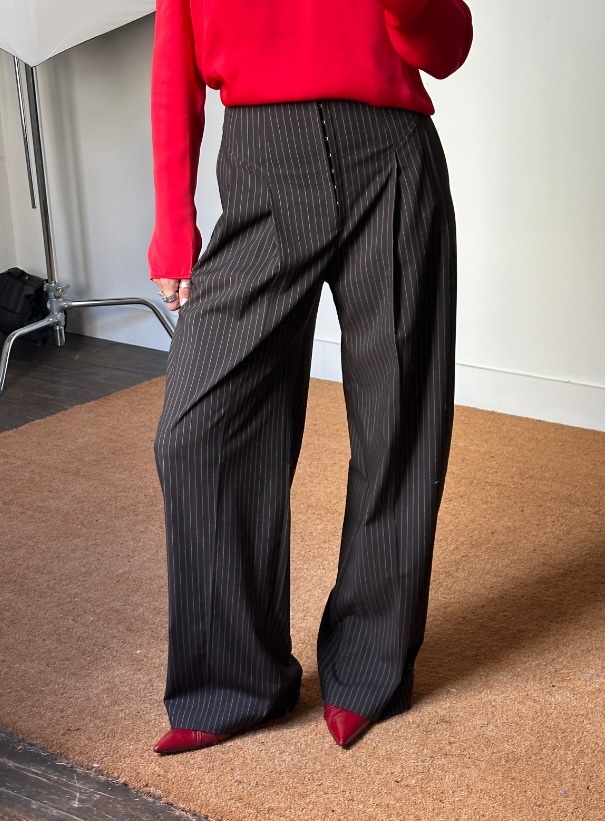 Rotate Pinstripe Wide Leg Trousers