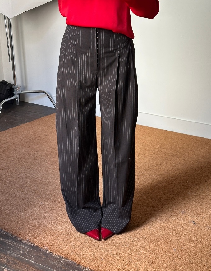 Rotate Pinstripe Wide Leg Trousers