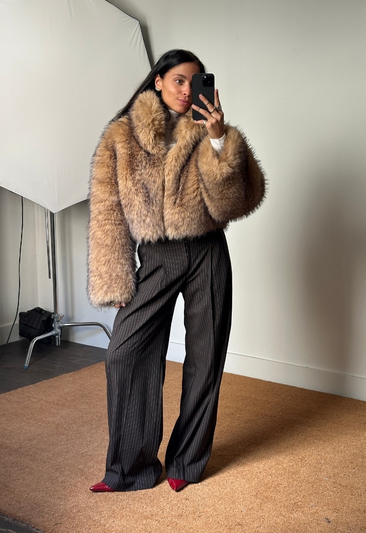 Rotate Pinstripe Wide Leg Trousers