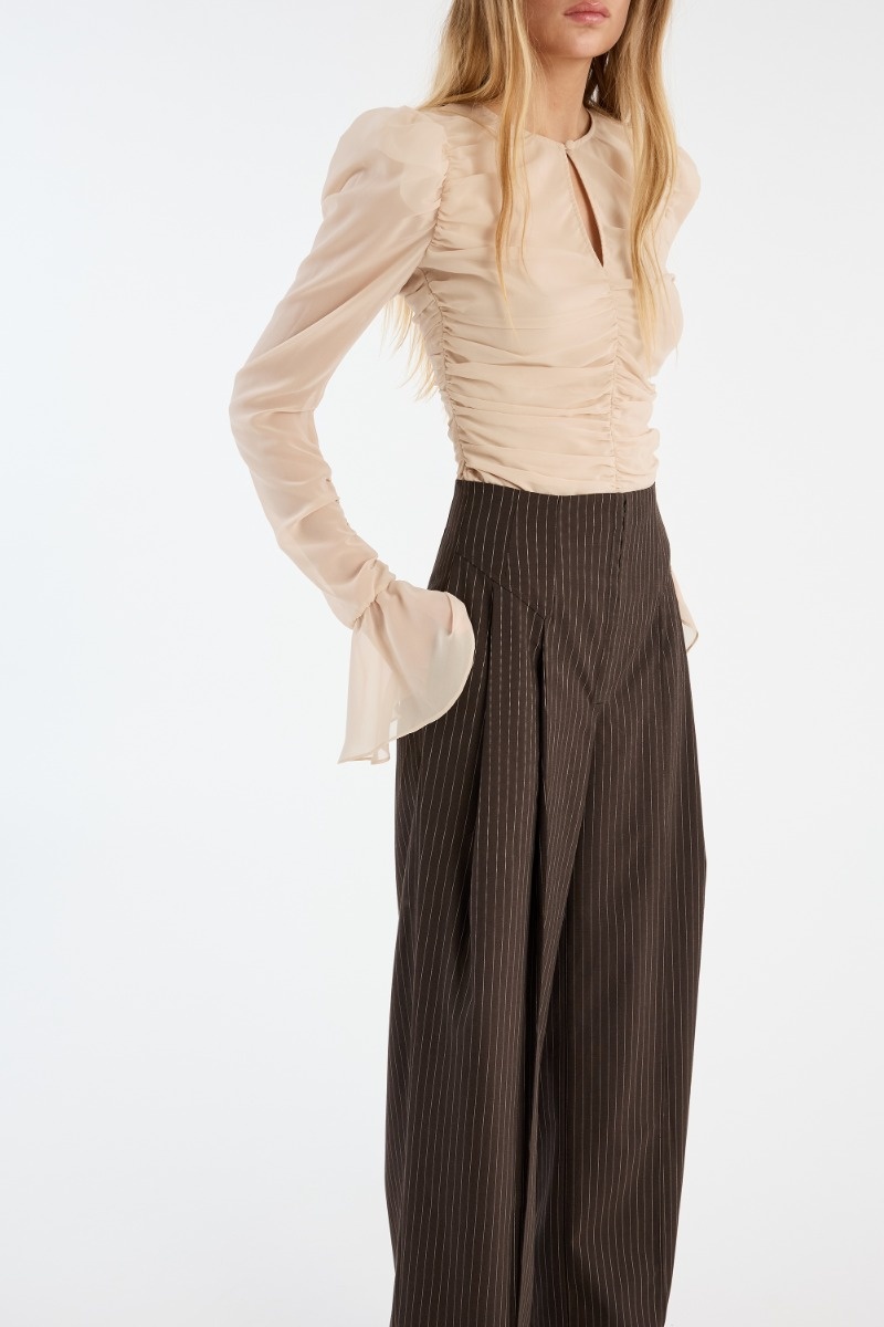 Rotate Pinstripe Wide Leg Trousers