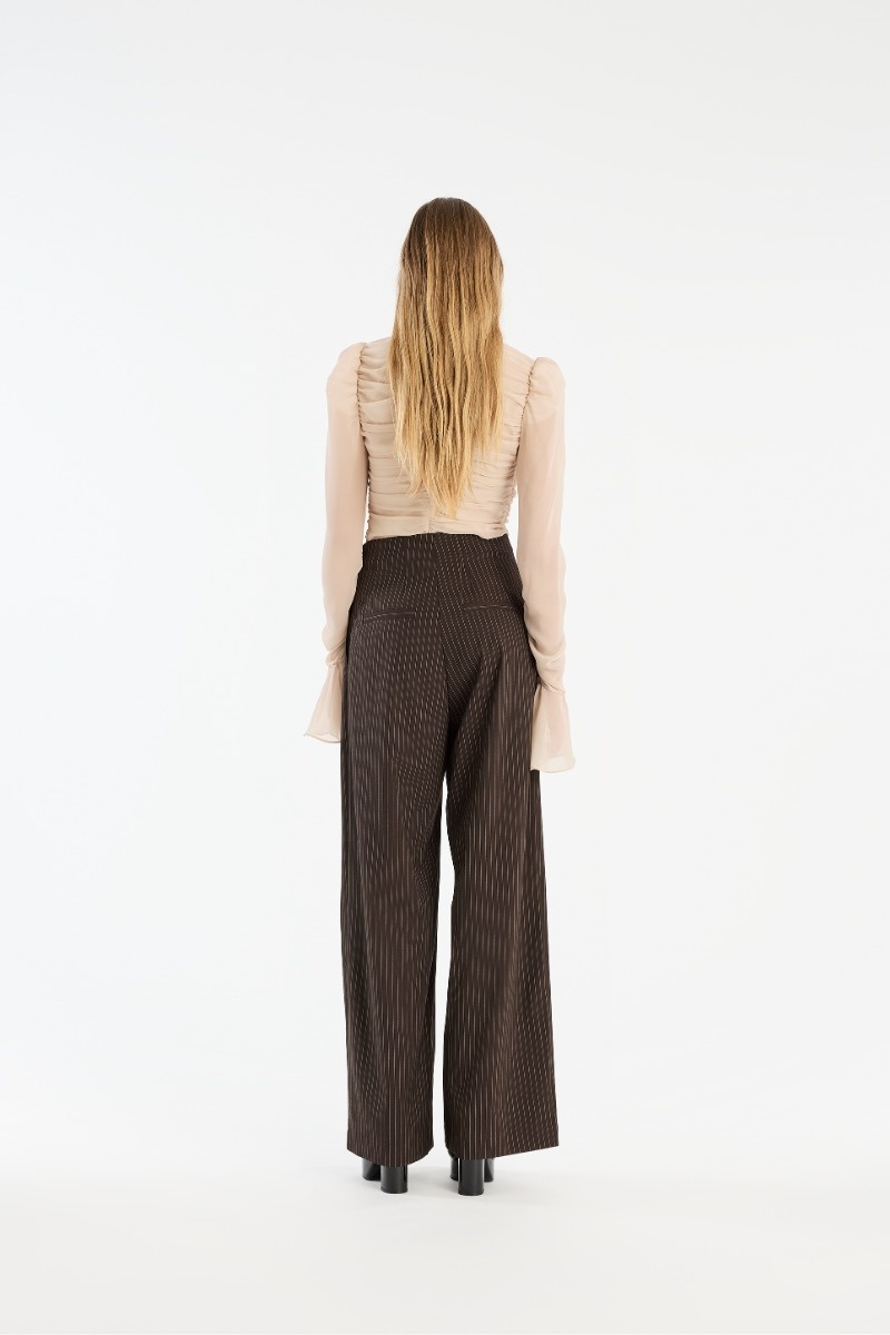 Rotate Pinstripe Wide Leg Trousers