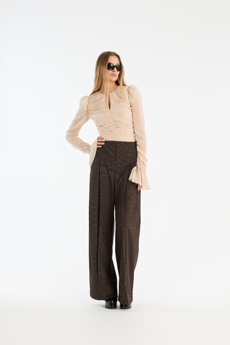 Rotate Pinstripe Wide Leg Trousers