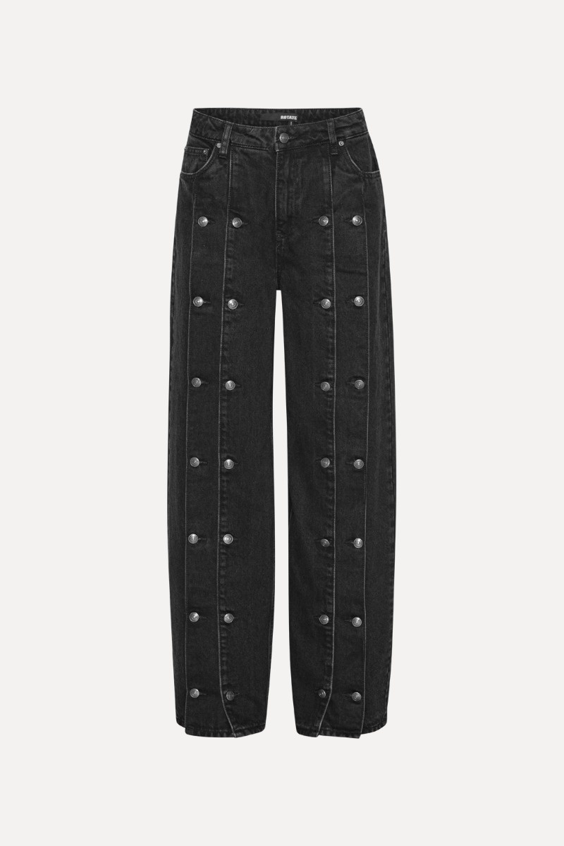 Rotate Button Detail Wide Trousers