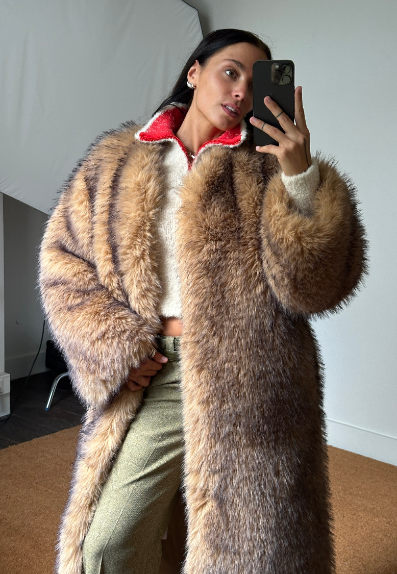 Rotate Faux Fur Long Coat