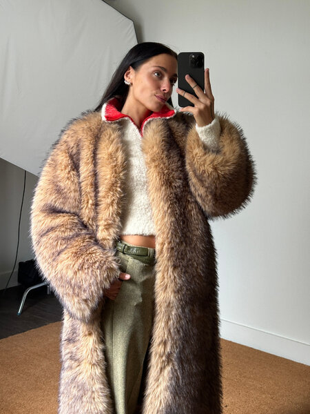 Rotate Faux Fur Long Coat