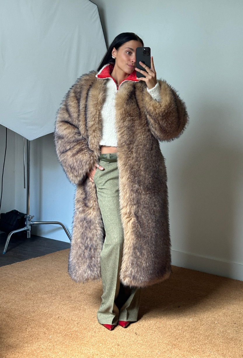 Rotate Faux Fur Long Coat