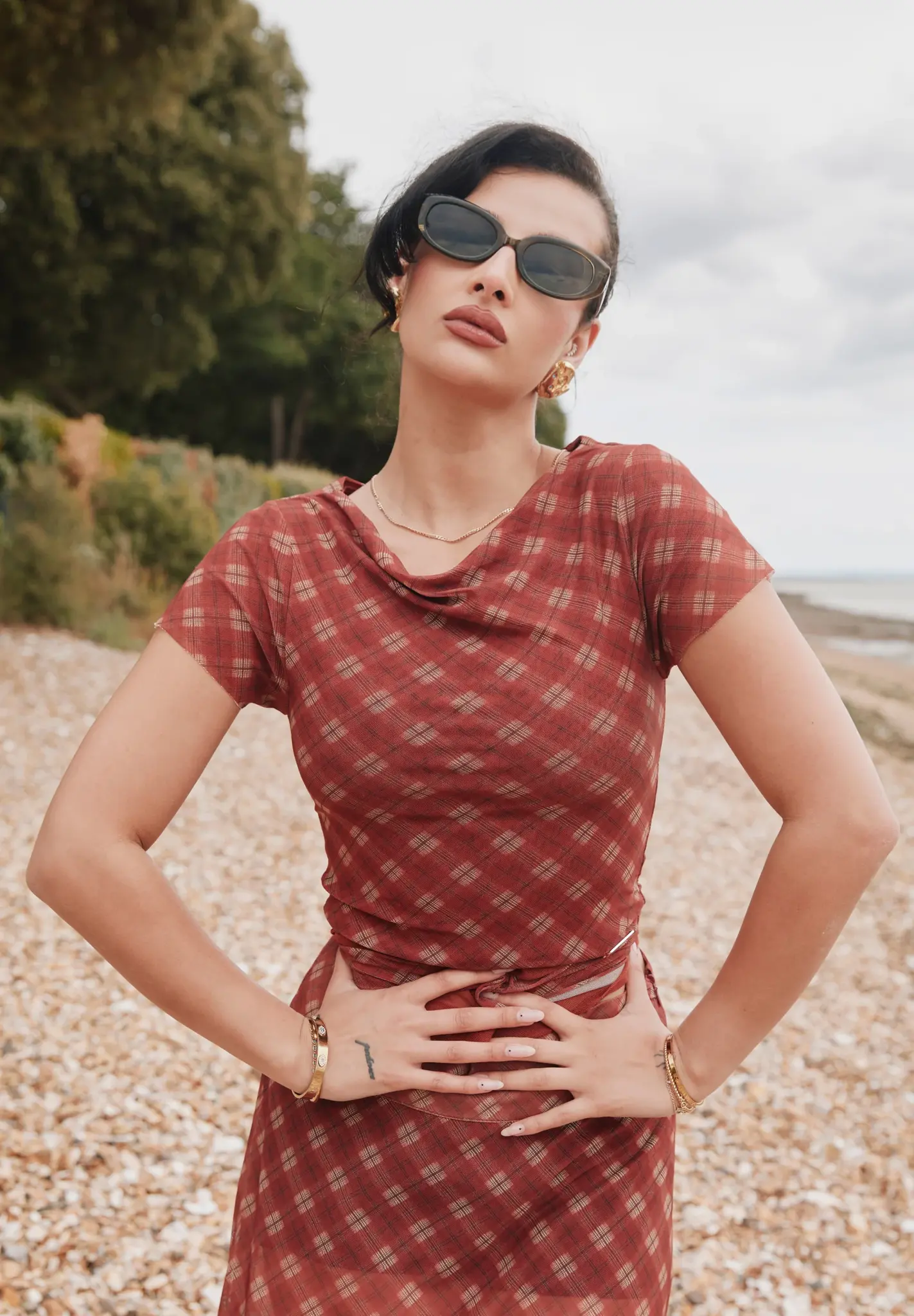 House of Sunny Double Layer Retro Mesh Top