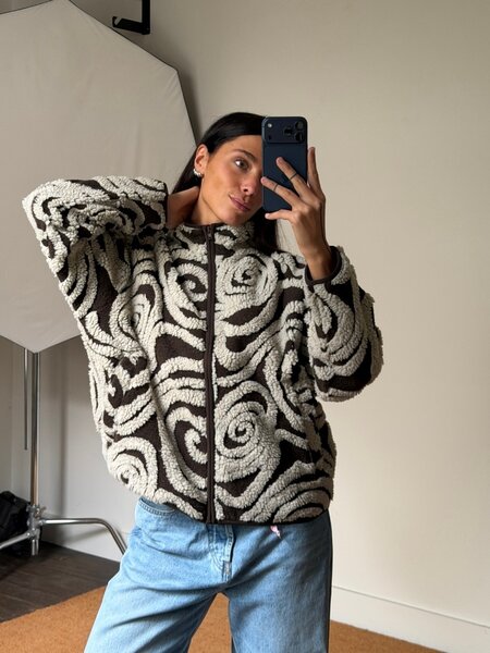 Obey Men Swirls Jacquard Zip Jacket