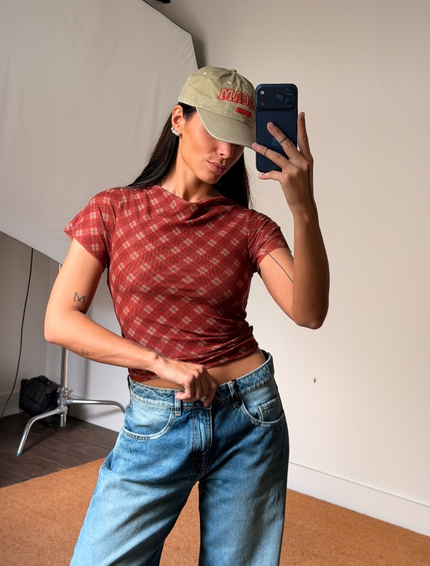 House of Sunny Double Layer Retro Mesh Top