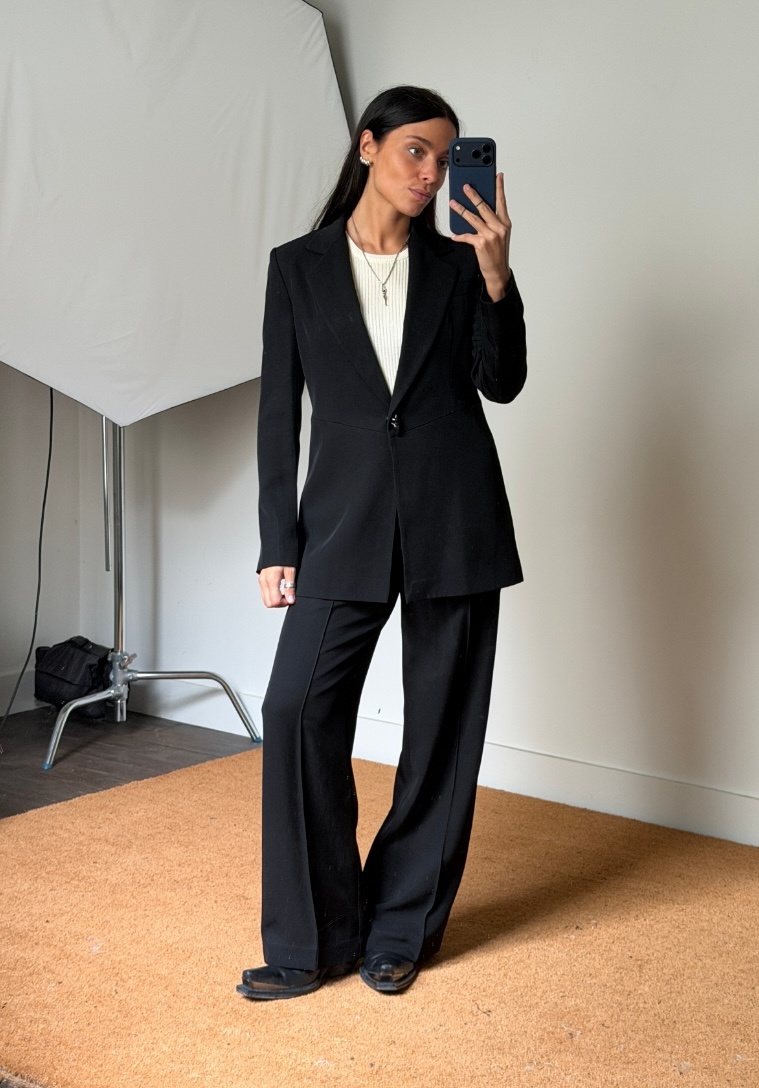 KM By Lange Polu Open Back Viscose Blazer