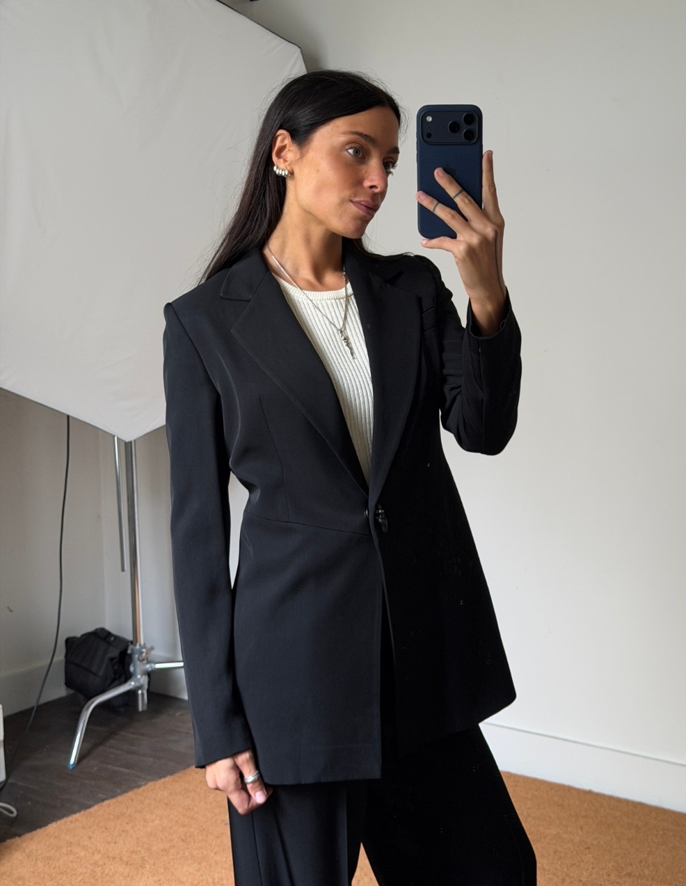 KM By Lange Polu Open Back Viscose Blazer