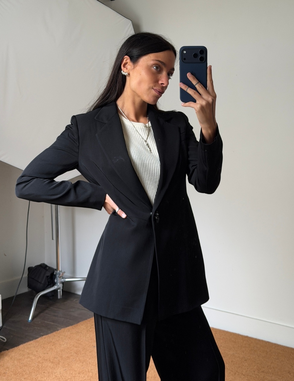 KM By Lange Polu Open Back Viscose Blazer