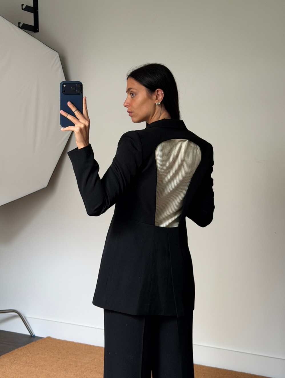 KM By Lange Polu Open Back Viscose Blazer