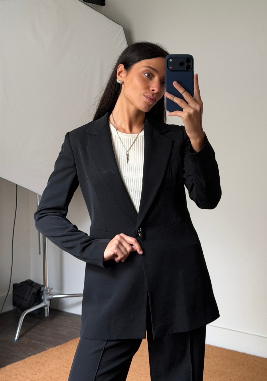 KM By Lange Polu Open Back Viscose Blazer