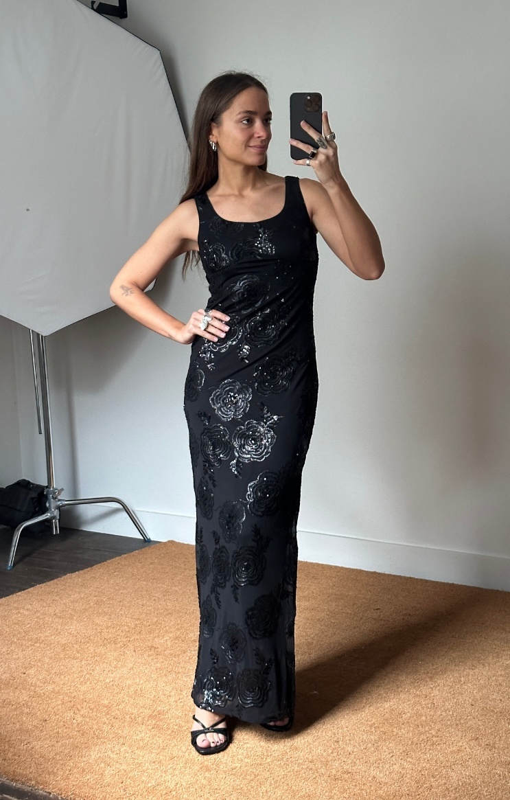 Rotate Sequins Fitted Maxi Dress