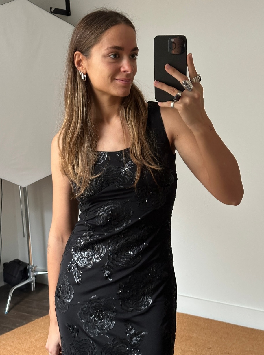 Rotate Sequins Fitted Maxi Dress