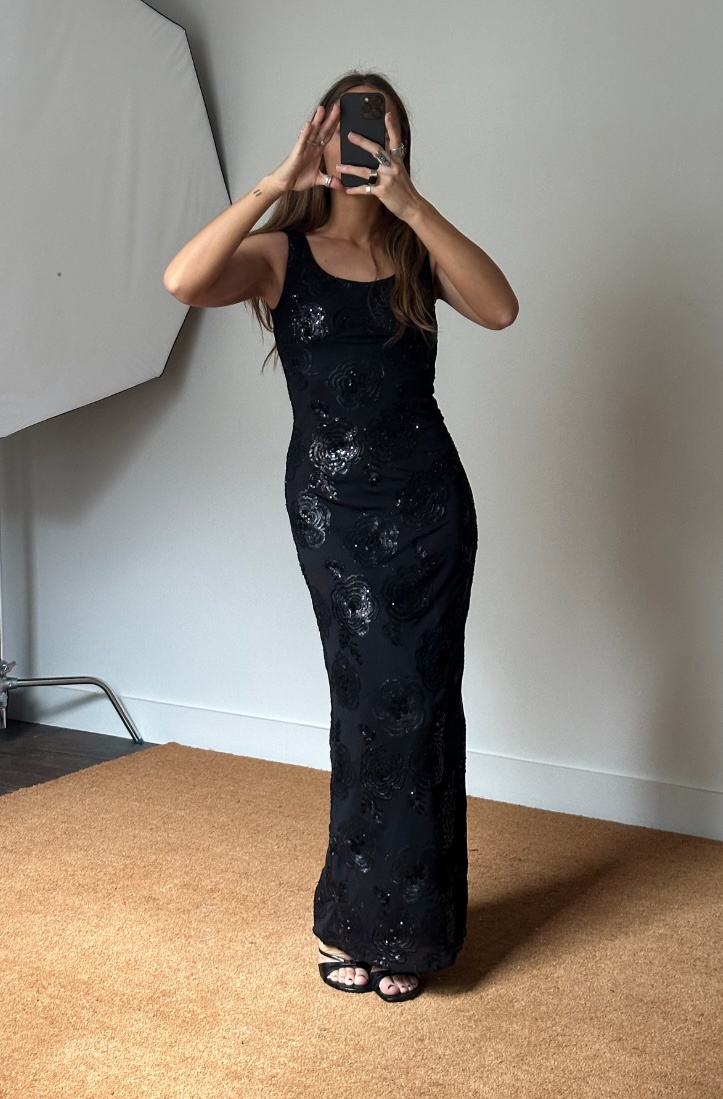 Rotate Sequins Fitted Maxi Dress